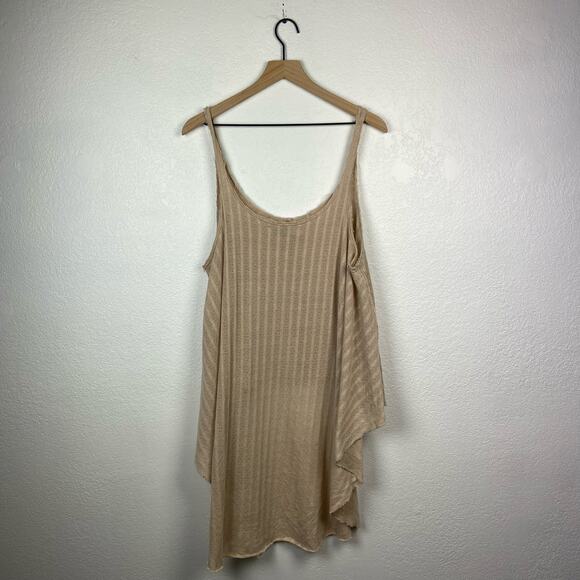 FP Beach Beige Button Up High-Low Ribbed Tank Top - Picture 6 of 6